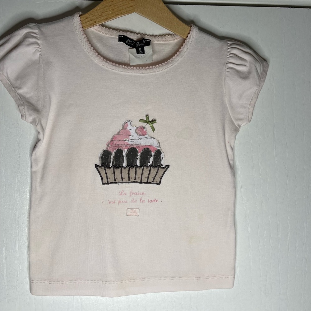 Lili Gaufrette French Brand Pink Cupcake Kids Shirt